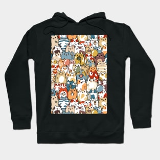 A collection of colourful cute cats repeat pattern Hoodie